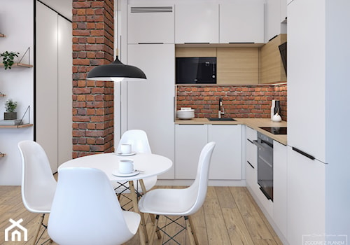 Mieszkanie z czerwoną cegłą - Kuchnia, styl nowoczesny - zdjęcie od Studio Projektowe Zgodnie Z Planem