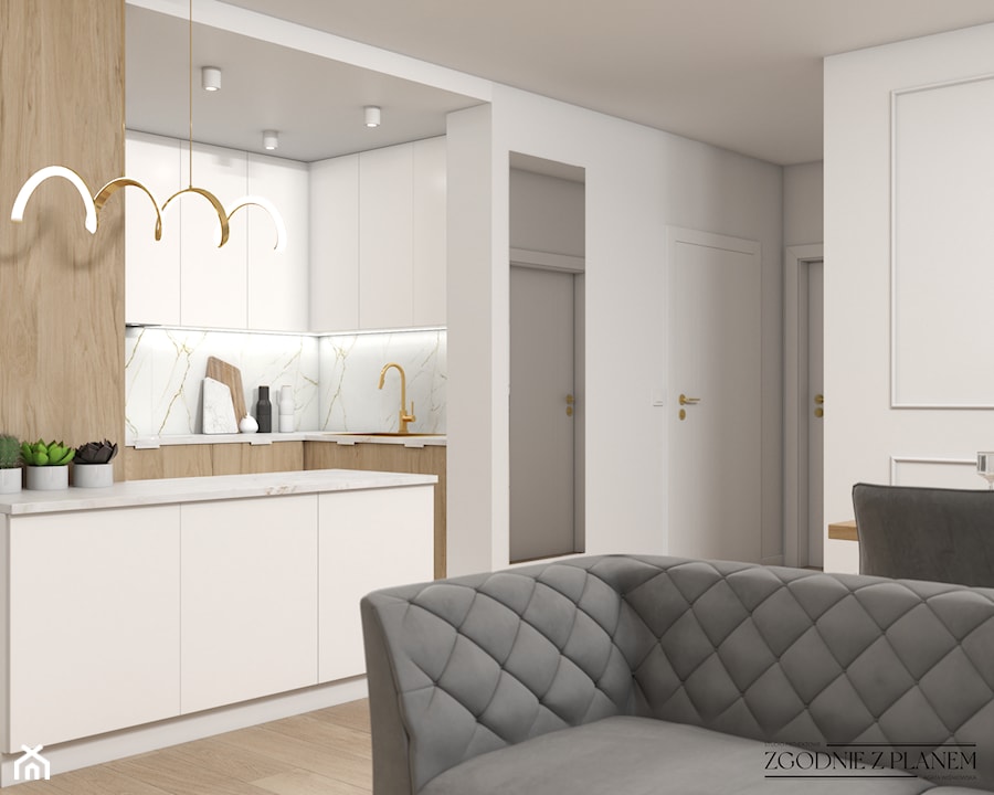 Eleganckie mieszkanie z dodatkiem złota - Salon, styl nowoczesny - zdjęcie od Studio Projektowe Zgodnie Z Planem