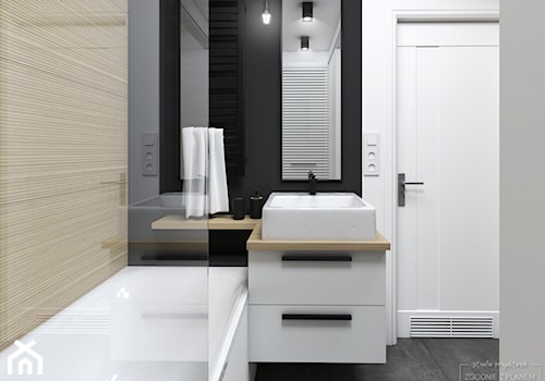 Łączona łazienka w bloku - Mała bez okna z lustrem z punktowym oświetleniem łazienka, styl nowoczesny - zdjęcie od Studio Projektowe Zgodnie Z Planem