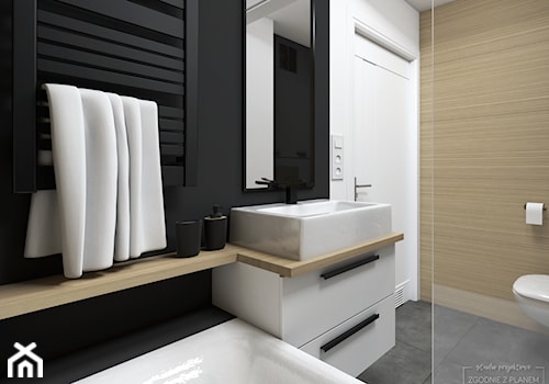 Łączona łazienka w bloku - Mała bez okna z lustrem łazienka, styl nowoczesny - zdjęcie od Studio Projektowe Zgodnie Z Planem