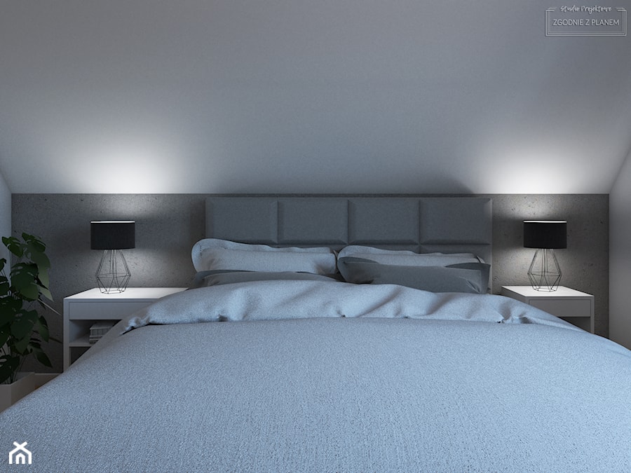 Dom w Tarnowskich Górach - Średnia biała szara sypialnia, styl nowoczesny - zdjęcie od Studio Projektowe Zgodnie Z Planem