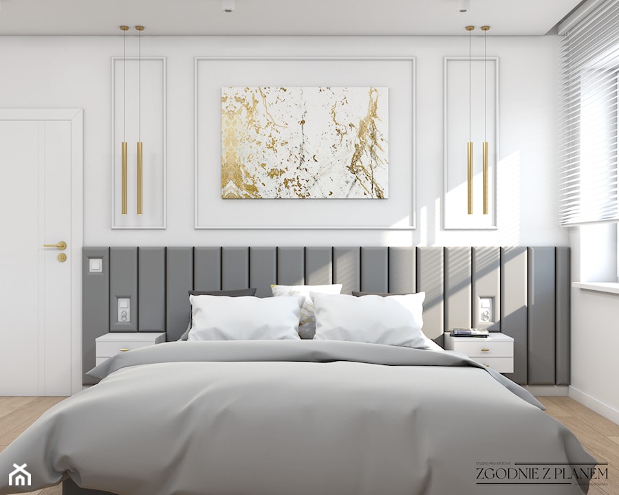 Eleganckie mieszkanie z dodatkiem złota - Sypialnia, styl nowoczesny - zdjęcie od Studio Projektowe Zgodnie Z Planem
