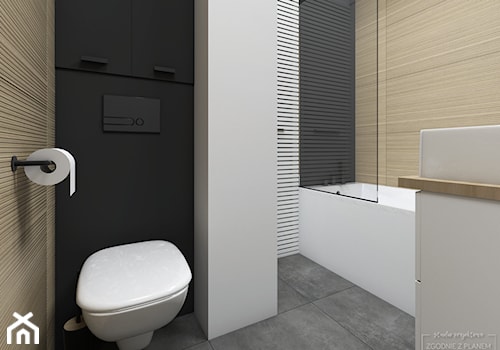 Łączona łazienka w bloku - Mała bez okna łazienka, styl nowoczesny - zdjęcie od Studio Projektowe Zgodnie Z Planem
