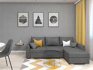 Żółto-szary salon - Salon, styl nowoczesny - zdjęcie od Studio Projektowe Zgodnie Z Planem