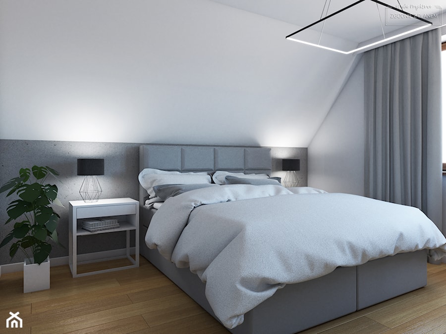 Dom w Tarnowskich Górach - Duża biała szara sypialnia, styl nowoczesny - zdjęcie od Studio Projektowe Zgodnie Z Planem
