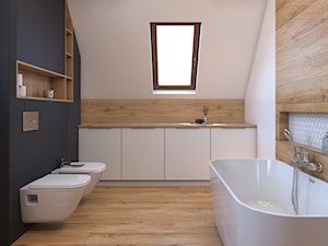 Dom w Tarnowskich Górach - Średnia na poddaszu łazienka z oknem, styl nowoczesny - zdjęcie od Studio Projektowe Zgodnie Z Planem