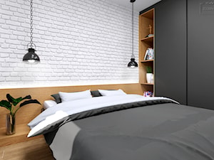 Projekt wnętrz niewielkiego mieszkania - Mała biała sypialnia, styl nowoczesny - zdjęcie od Studio Projektowe Zgodnie Z Planem