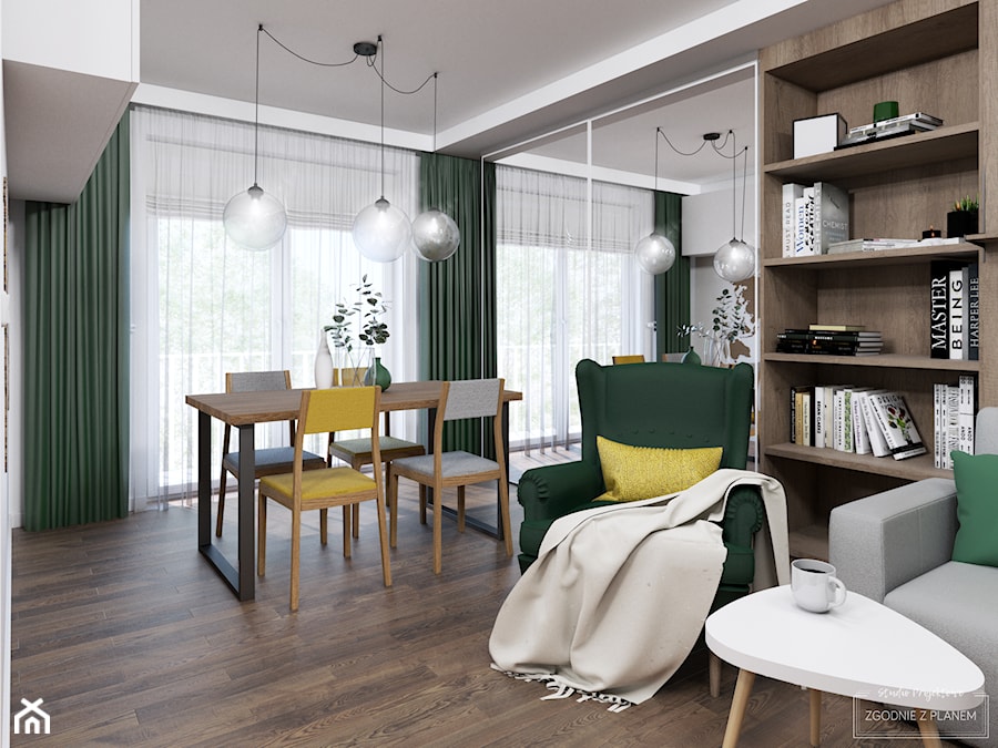 Mieszkanie w Chorzowie - Średni biały salon z jadalnią, styl skandynawski - zdjęcie od Studio Projektowe Zgodnie Z Planem