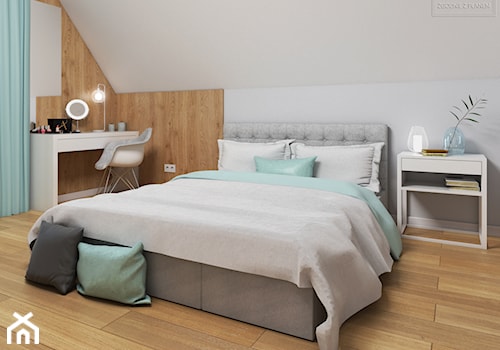Dom w Tarnowskich Górach - Duża biała brązowa sypialnia, styl nowoczesny - zdjęcie od Studio Projektowe Zgodnie Z Planem