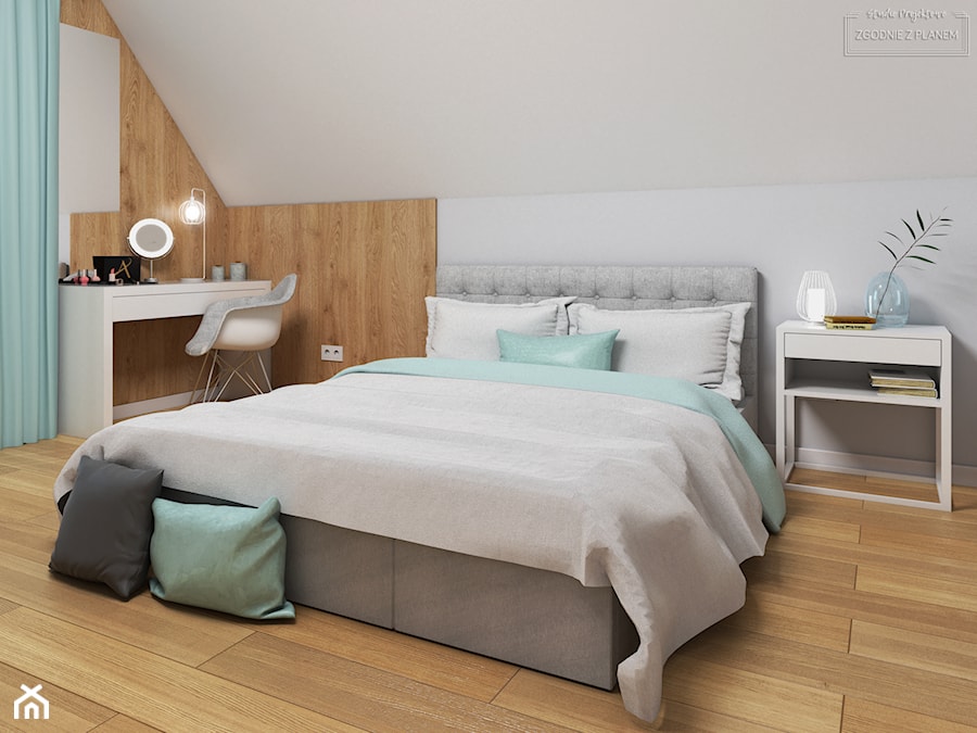 Dom w Tarnowskich Górach - Duża biała brązowa sypialnia, styl nowoczesny - zdjęcie od Studio Projektowe Zgodnie Z Planem