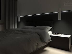 Nowoczesna sypialnia w bloku - Średnia biała czarna sypialnia, styl nowoczesny - zdjęcie od Studio Projektowe Zgodnie Z Planem
