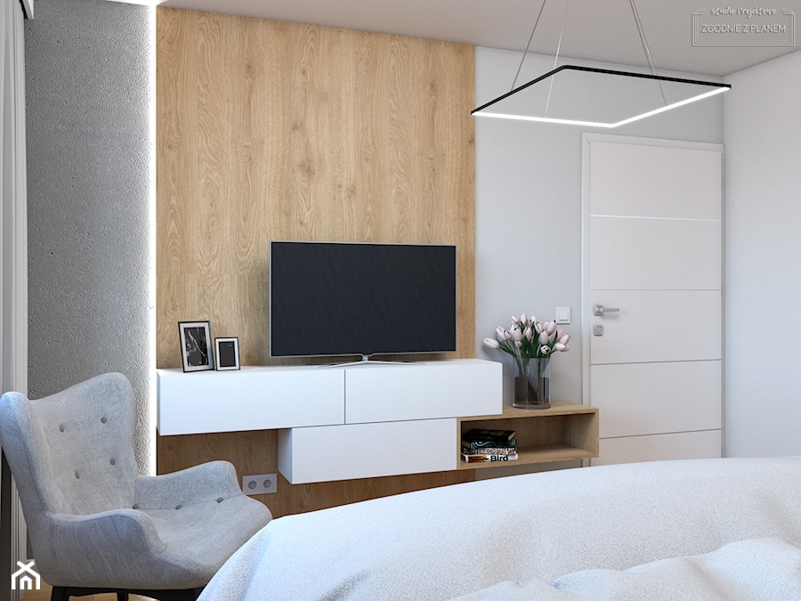 Dom w Tarnowskich Górach - Średnia biała brązowa szara sypialnia, styl nowoczesny - zdjęcie od Studio Projektowe Zgodnie Z Planem
