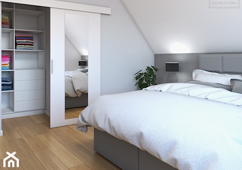 Dom w Tarnowskich Górach - Średnia biała szara sypialnia z garderobą, styl nowoczesny - zdjęcie od Studio Projektowe Zgodnie Z Planem