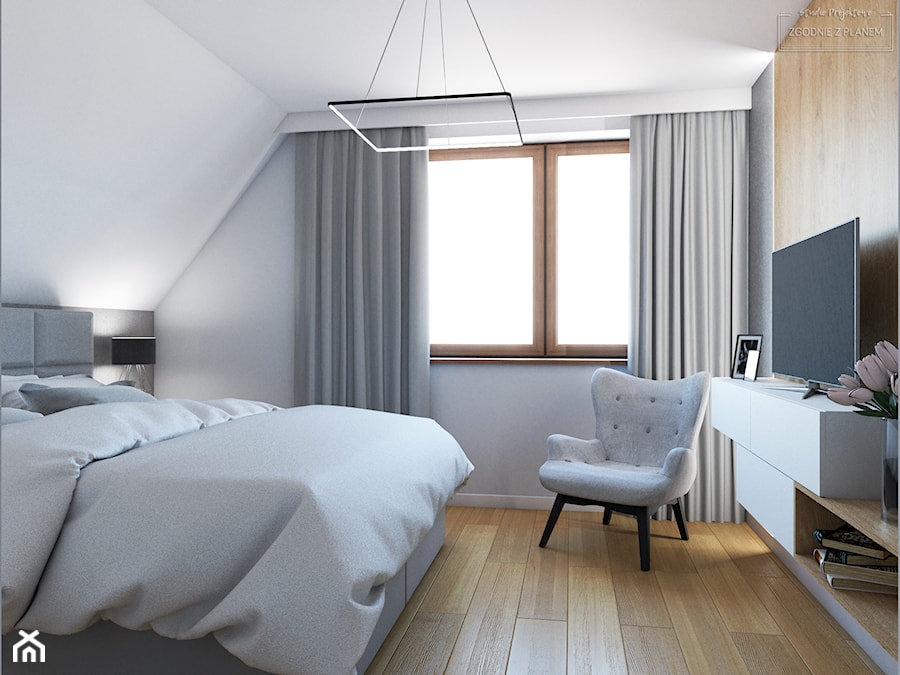 Dom w Tarnowskich Górach - Średnia beżowa biała brązowa sypialnia, styl nowoczesny - zdjęcie od Studio Projektowe Zgodnie Z Planem