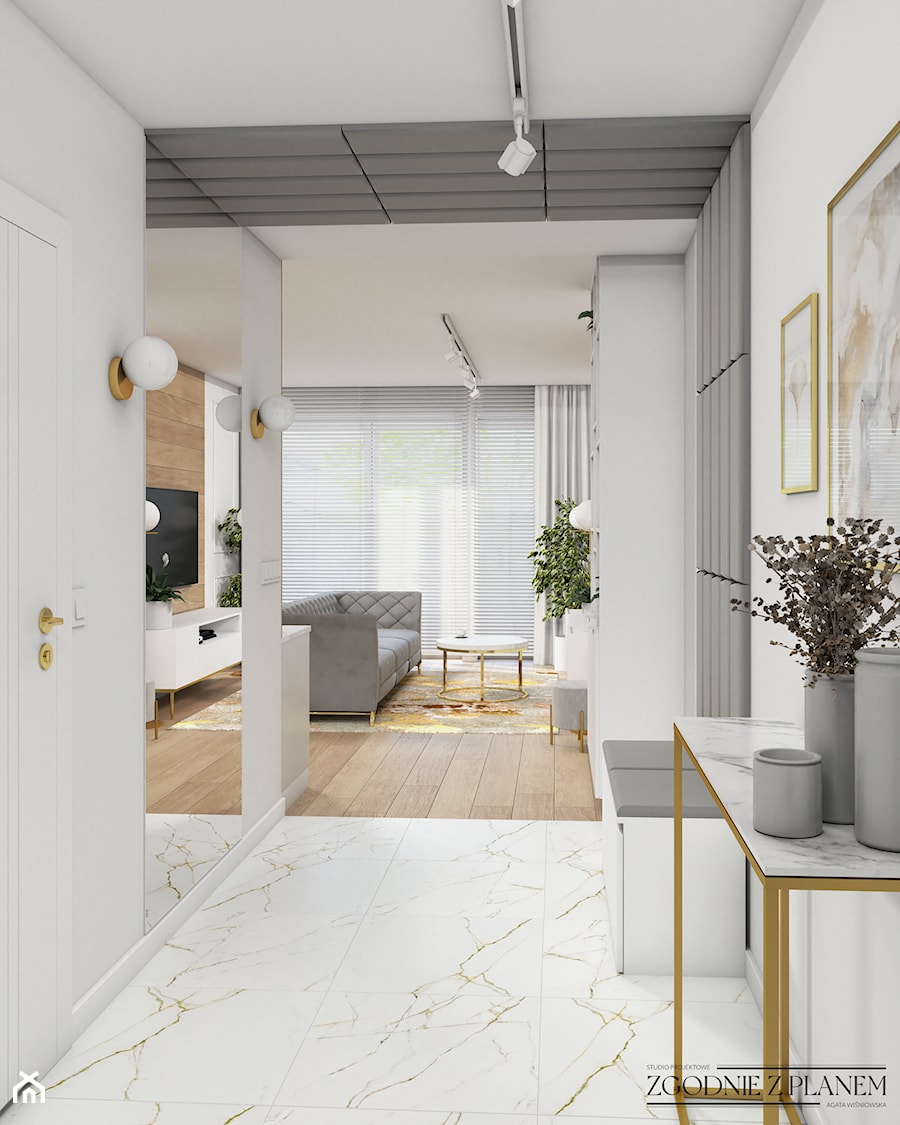 Eleganckie mieszkanie z dodatkiem złota - Hol / przedpokój, styl nowoczesny - zdjęcie od Studio Projektowe Zgodnie Z Planem