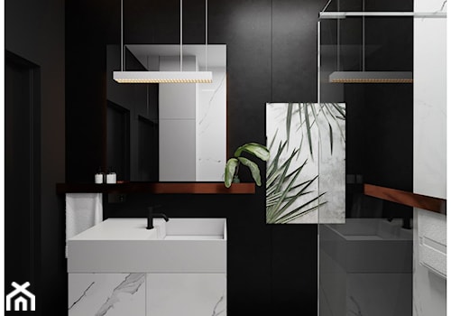 Łazienka black&white - Mała bez okna z lustrem łazienka, styl minimalistyczny - zdjęcie od Visoo Design