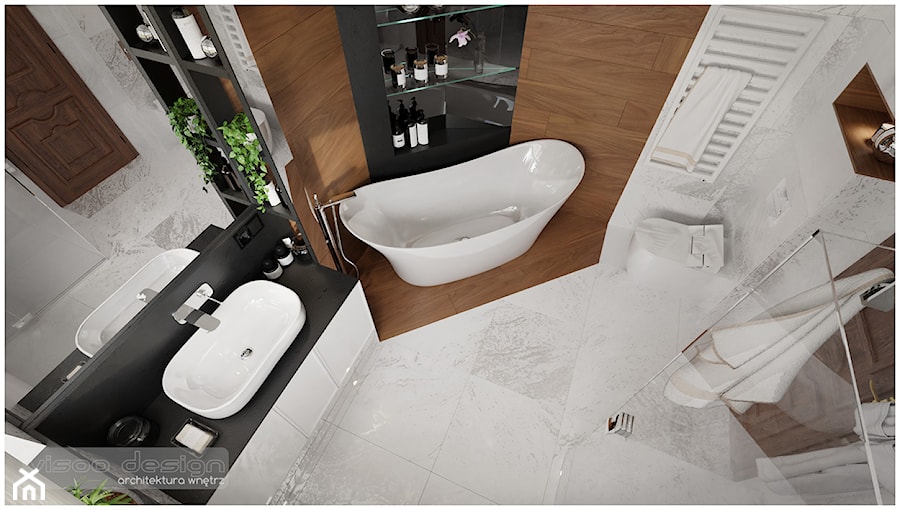 Elegancka łazienka przy sypialni. - Średnia bez okna z lustrem łazienka, styl nowoczesny - zdjęcie od Visoo Design
