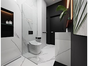 Łazienka black&white - Średnia bez okna z marmurową podłogą łazienka, styl minimalistyczny - zdjęcie od Visoo Design