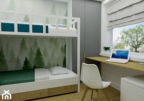 Mały pokój dziecięcy z piętrowym łóżkiem - Średni szary pokój dziecka dla nastolatka dla chłopca dla ... - zdjęcie od KDK Design