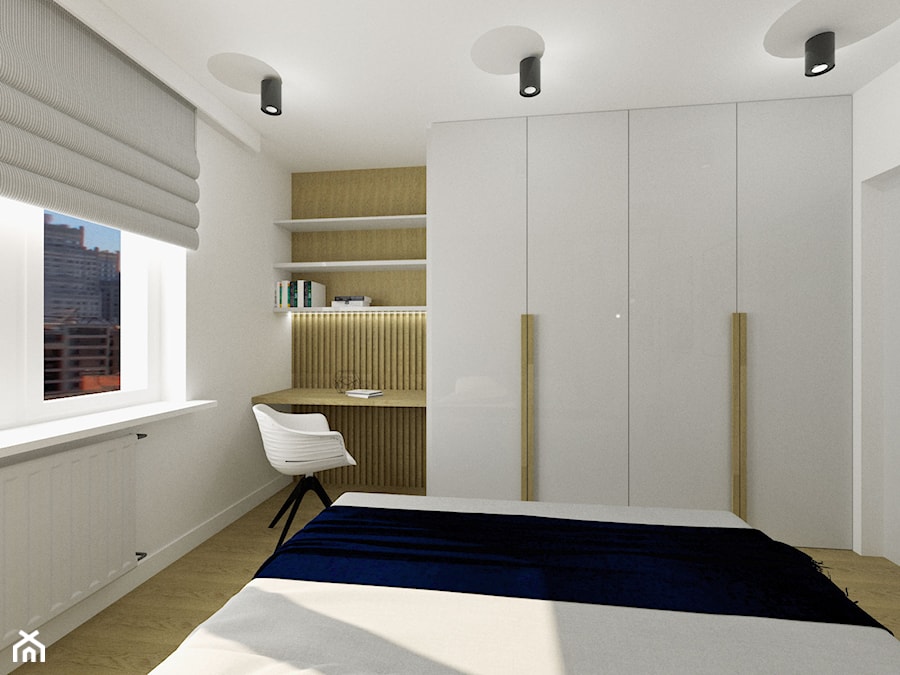 Sypialnia z ukrytym domowym gabinetem 12,8 m2 - zdjęcie od KDK Design