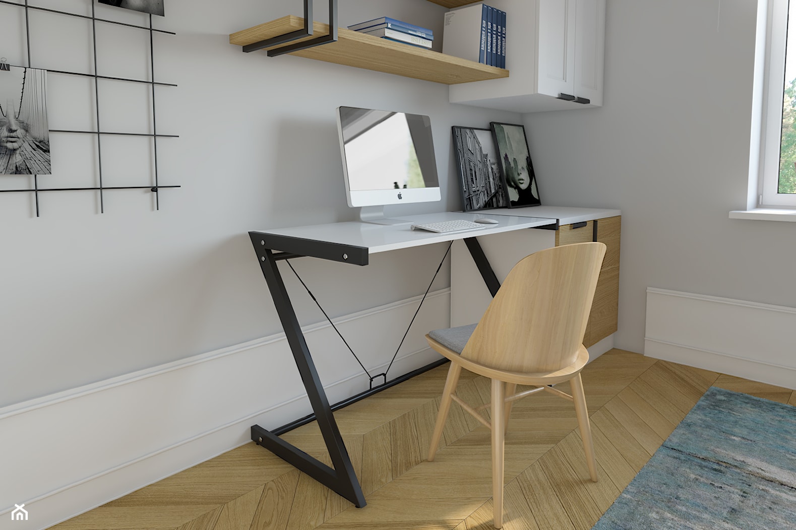 Gabinet domowy 12m2 - Małe szare biuro, styl nowoczesny - zdjęcie od KDK Design - Homebook