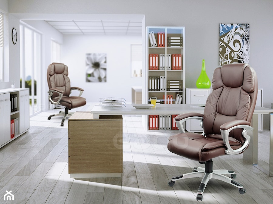 Średnie duże białe szare biuro, styl nowoczesny - zdjęcie od sofotel