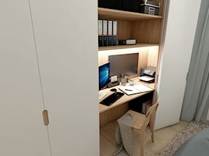 Mieszkanie na warszawskiej Woli - Mała szara z biurkiem sypialnia, styl nowoczesny - zdjęcie od AxisDesign