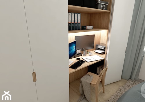 Mieszkanie na warszawskiej Woli - Mała szara z biurkiem sypialnia, styl nowoczesny - zdjęcie od AxisDesign