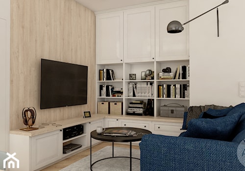 Apartament w Płońsku - Mały biały salon, styl tradycyjny - zdjęcie od AxisDesign