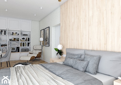 Apartament w Płońsku - Średnia biała z biurkiem sypialnia, styl tradycyjny - zdjęcie od AxisDesign