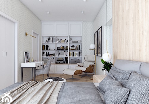 Apartament w Płońsku - Duża z biurkiem sypialnia z garderobą, styl tradycyjny - zdjęcie od AxisDesign