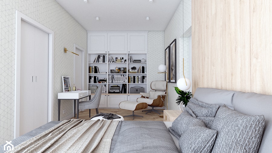 Apartament w Płońsku - Duża z biurkiem sypialnia z garderobą, styl tradycyjny - zdjęcie od AxisDesign