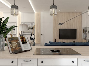 Apartament w Płońsku - Średni szary salon z kuchnią, styl tradycyjny - zdjęcie od AxisDesign