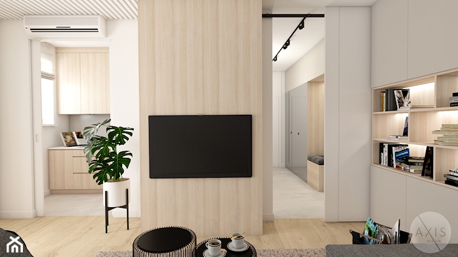 Mieszkanie na warszawskiej Woli - Średni biały salon, styl nowoczesny - zdjęcie od AxisDesign