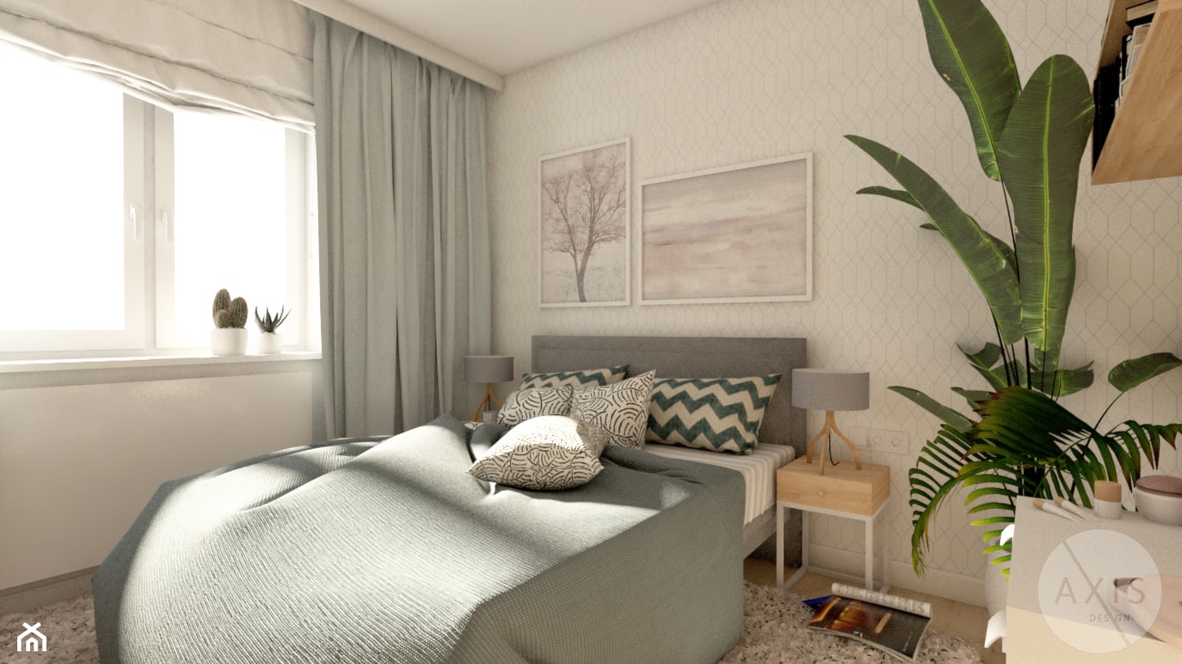 Mieszkanie na warszawskiej Woli - Mała biała sypialnia, styl nowoczesny - zdjęcie od AxisDesign - Homebook