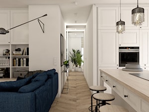Apartament w Płońsku - Mały szary salon z kuchnią z jadalnią, styl tradycyjny - zdjęcie od AxisDesign