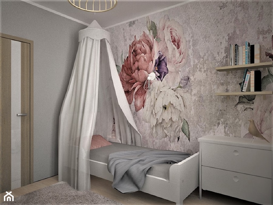 apartament g - Mały szary pokój dziecka dla nastolatka dla dziewczynki, styl skandynawski - zdjęcie od Minima Studio