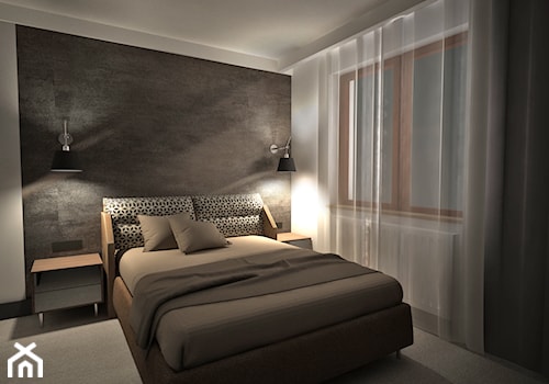 apartament k - Średnia biała czarna sypialnia, styl nowoczesny - zdjęcie od Minima Studio