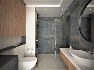 apartament g - Średnia bez okna z lustrem z punktowym oświetleniem łazienka, styl nowoczesny - zdjęcie od Minima Studio