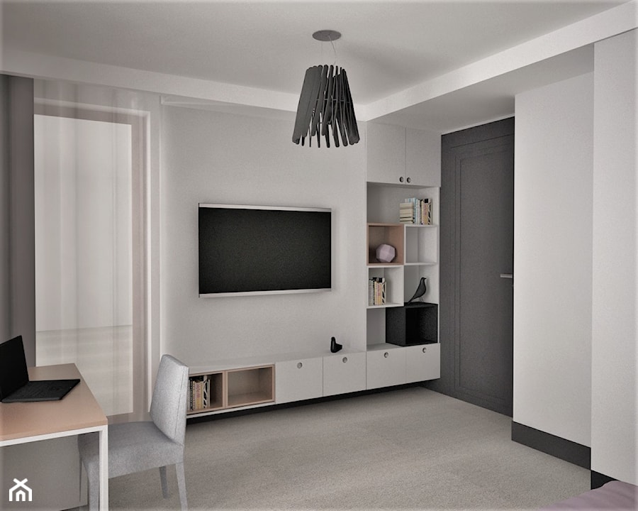 apartament k - Średni biały szary pokój dziecka dla nastolatka, styl nowoczesny - zdjęcie od Minima Studio