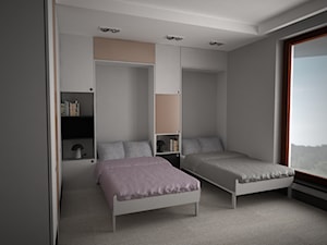 apartament k - Mały szary pokój dziecka dla nastolatka dla chłopca dla dziewczynki dla rodzeństwa, styl nowoczesny - zdjęcie od Minima Studio