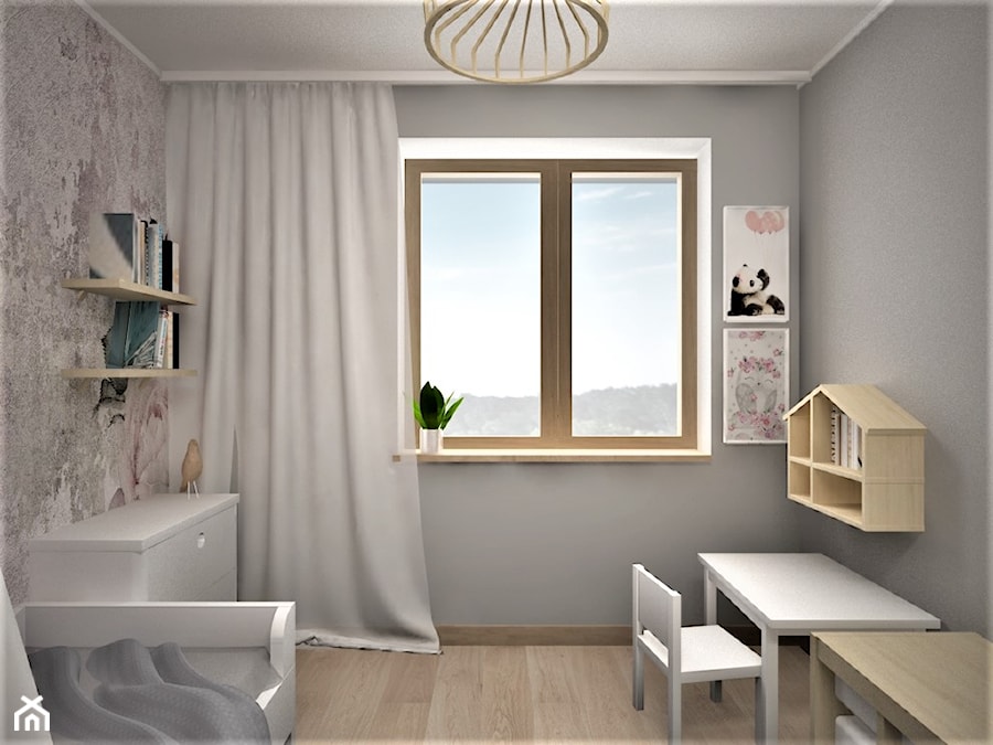 apartament g - Mały szary pokój dziecka dla dziecka dla chłopca dla dziewczynki, styl skandynawski - zdjęcie od Minima Studio