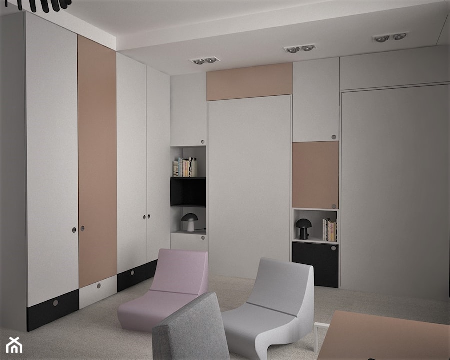 apartament k - Średni biały pokój dziecka dla nastolatka dla dziewczynki, styl nowoczesny - zdjęcie od Minima Studio