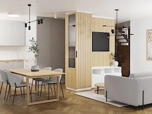 Apartament dwupoziomowy Kraków - Salon, styl skandynawski - zdjęcie od erarchitekci