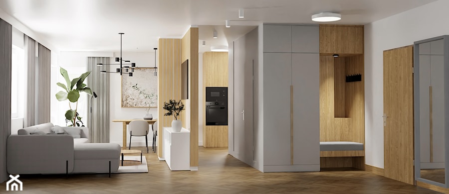 Apartament dwupoziomowy Kraków - Salon, styl skandynawski - zdjęcie od erarchitekci