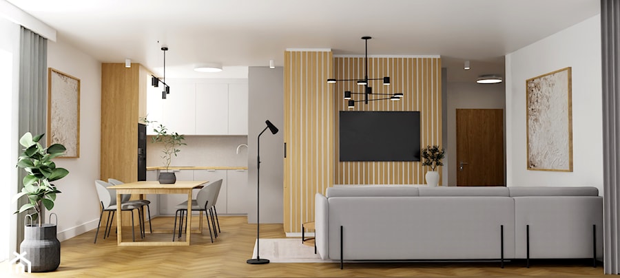 Apartament dwupoziomowy Kraków - Salon, styl skandynawski - zdjęcie od erarchitekci