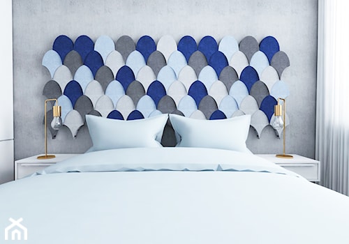 Sypialnia z panelami Fluffo - Średnia szara sypialnia, styl nowoczesny - zdjęcie od Modeco Magda Olszewska - Architektura wnętrz