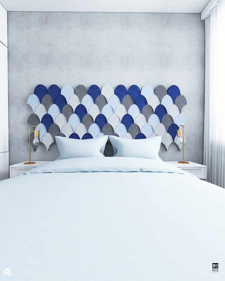 Sypialnia z panelami Fluffo - Średnia szara sypialnia, styl nowoczesny - zdjęcie od Modeco Magda Olszewska - Architektura wnętrz