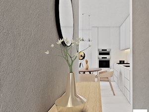 Mieszkanie na Pradze w Warszawie - Mały szary hol / przedpokój, styl minimalistyczny - zdjęcie od Modeco Magda Olszewska - Architektura wnętrz