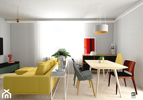 Eklektyczne mieszkanie w Turku - Średni szary salon z jadalnią, styl nowoczesny - zdjęcie od Modeco Magda Olszewska - Architektura wnętrz